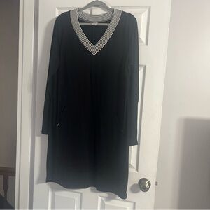NEW Avon Warm  Cotton Dress Navy V Neck Pockets XL 40inch Length